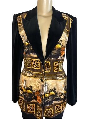 Vintage 90s January Fashion Portrait Print Blazer